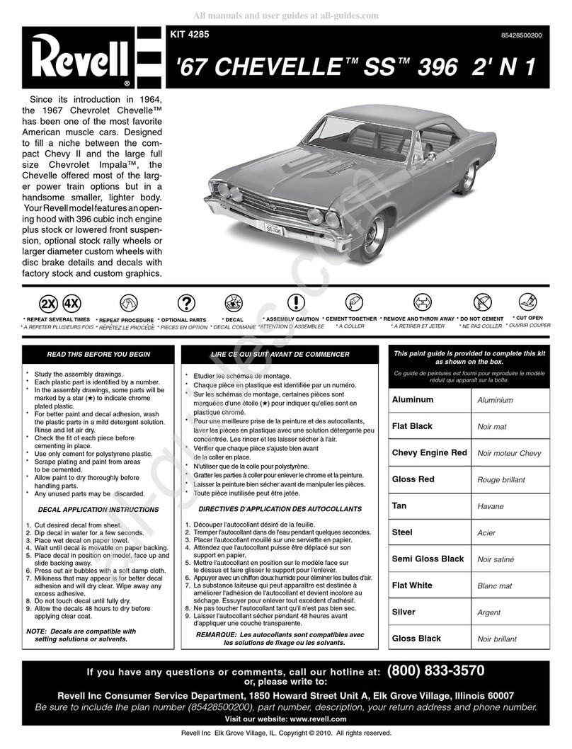 REVELL '67 Chevelle SS 396 2' N 1 User manual