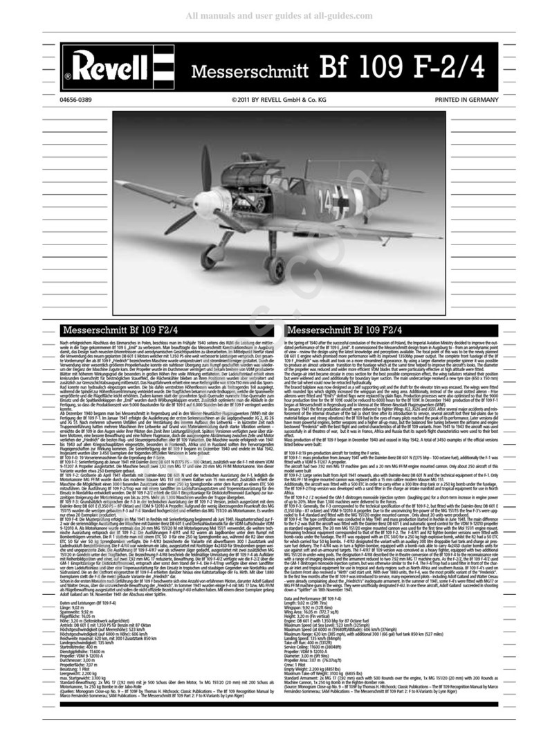REVELL Messerschmitt Bf 109 F2/4 instruction manual