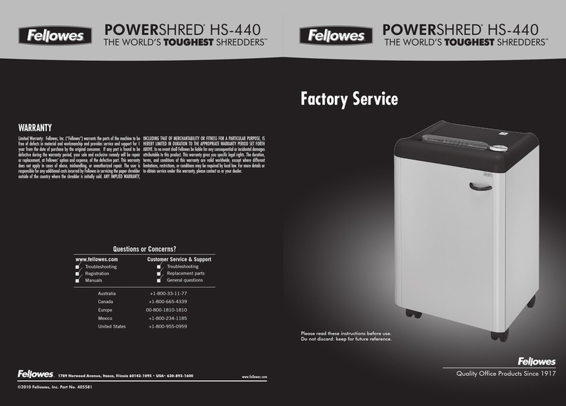 Fellowes POWERSHRED HS-440 Factory service