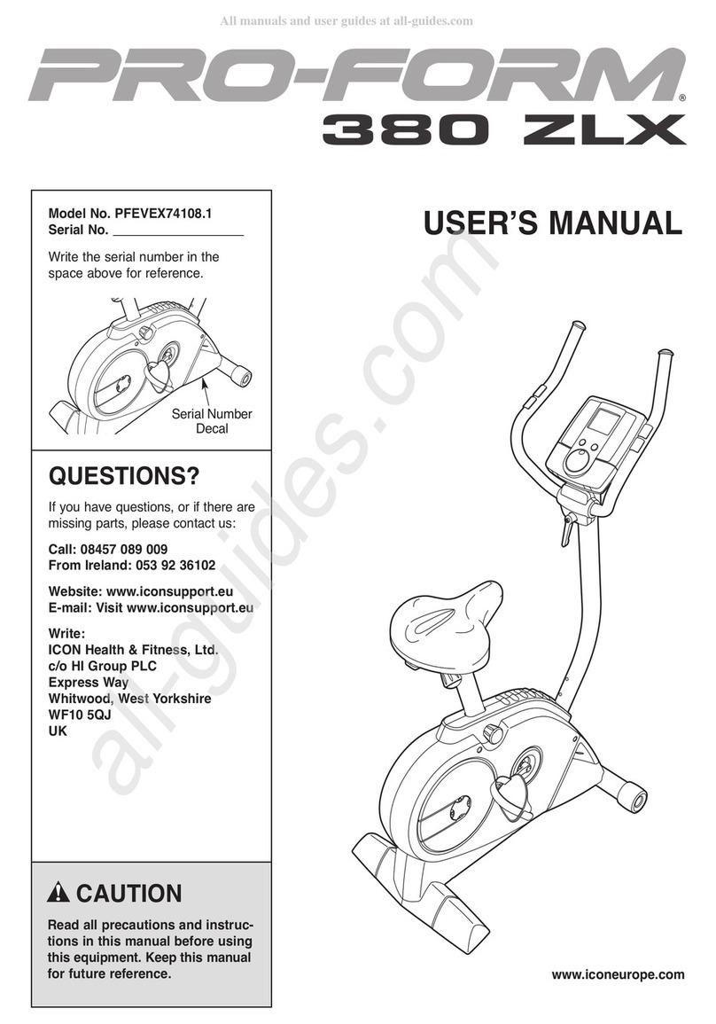 Pro-Form 380 ZLX User manual