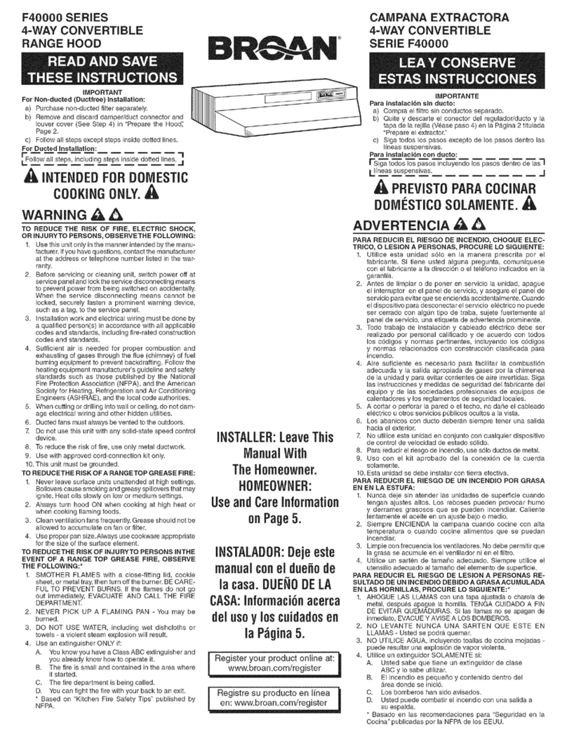 Broan F40000 Series manual