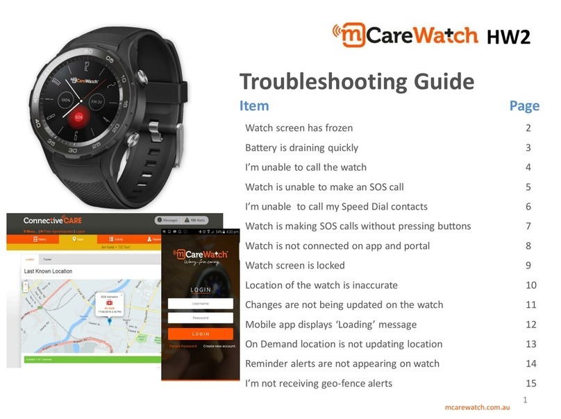 mCareWatch HW2 troubleshooting guide
