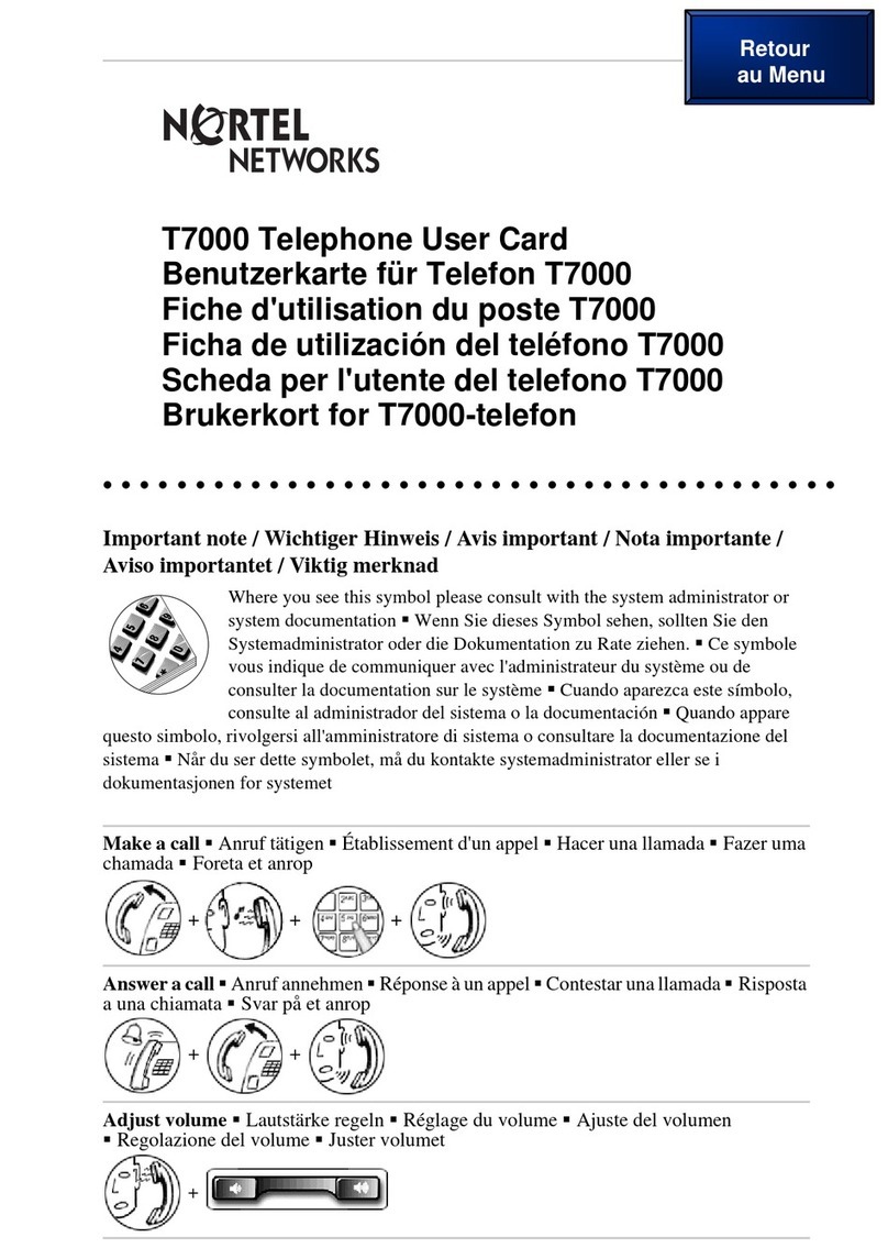 Nortel Business Series Terminal T7000 User's card