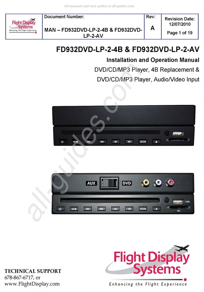 Flight Display Systems FD932DVD-LP-2-4B Installation and operation manual