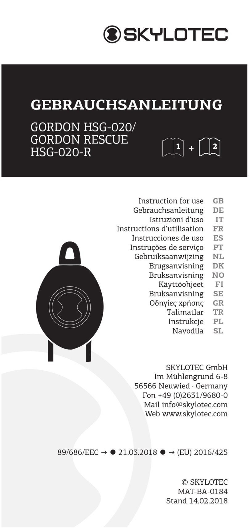 SKYLOTEC GORDON HSG-020 User manual