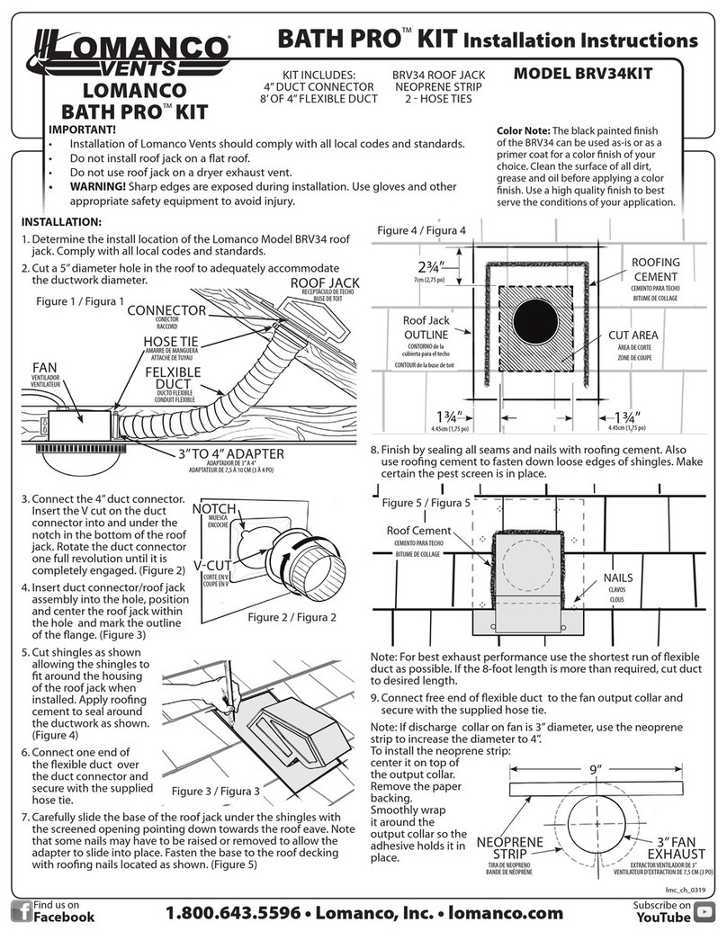 Lomanco Bath Pro BRV34KIT User manual
