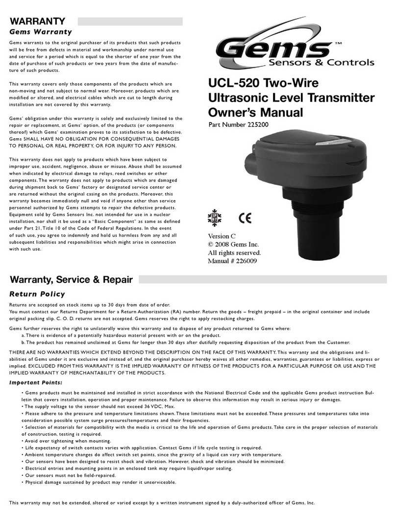 Gems Sensors & Controls UCL-520 owner's manual
