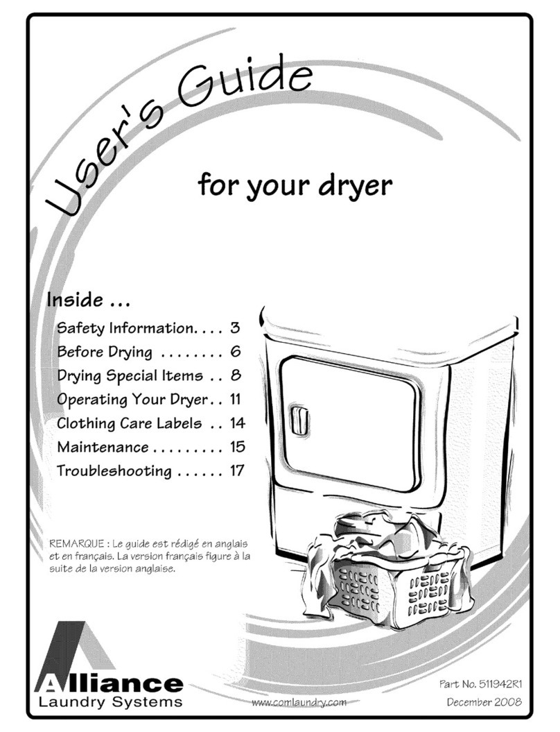 Alliance Laundry Systems TLW1991N User manual