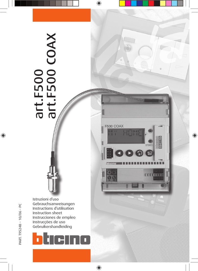 Bticino F500 COAX instruction sheet