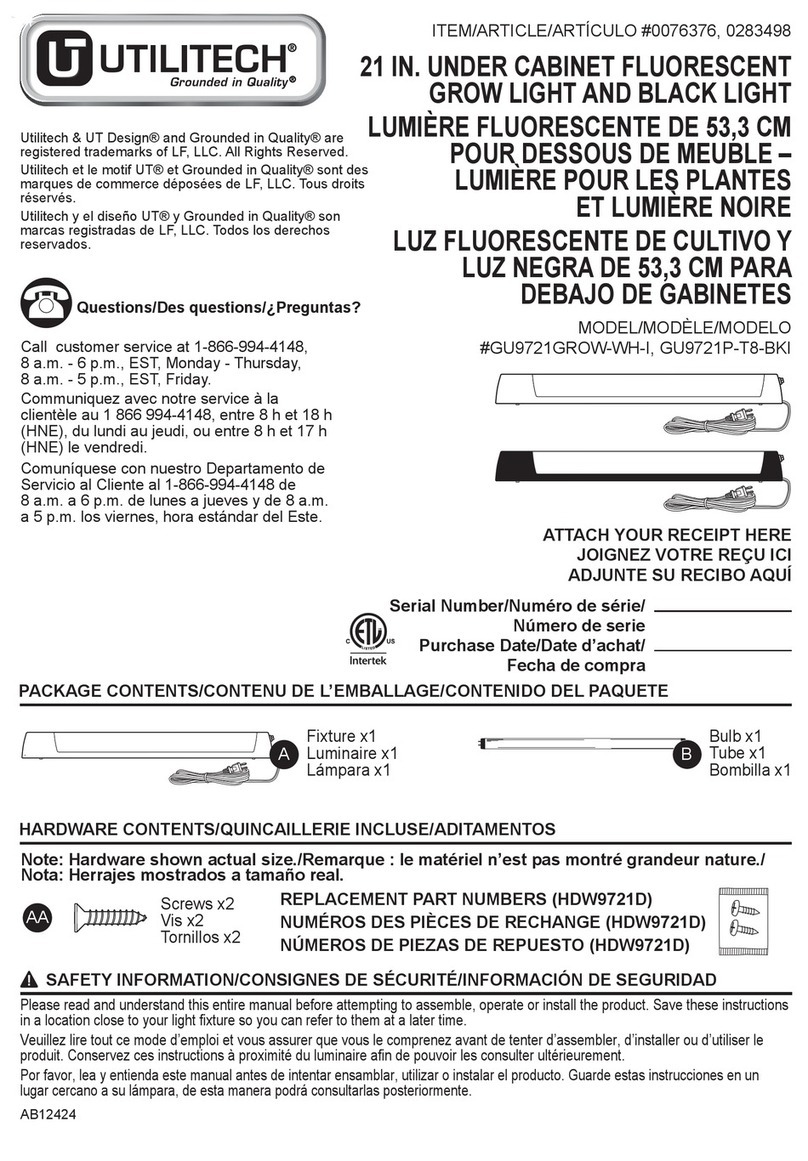 Utilitech GU9721GROW-WH-I manual