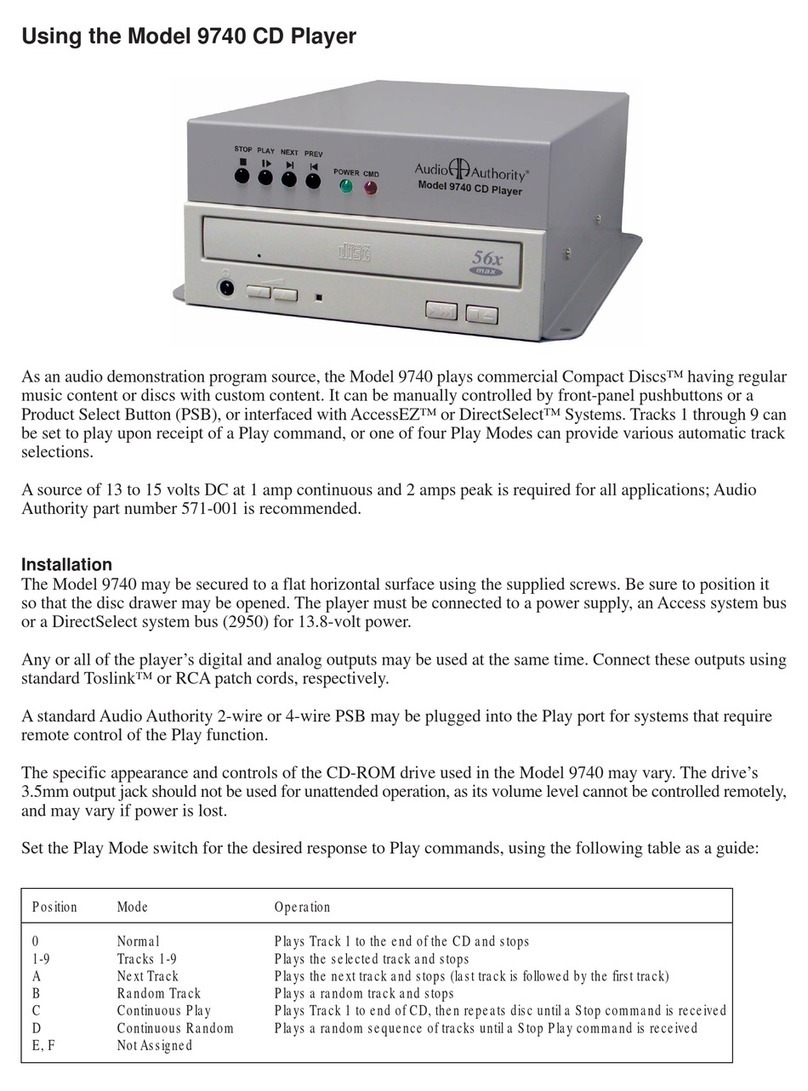 Audio Authority 9740 quick start guide
