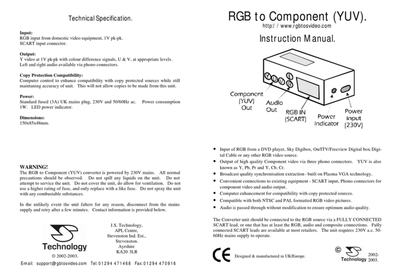 J.S. Technology RGB to Component YUV instruction manual