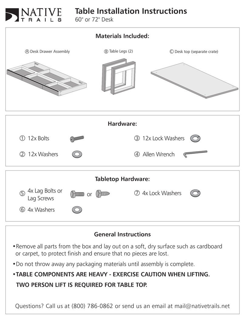 Native Trails Table installation instructions