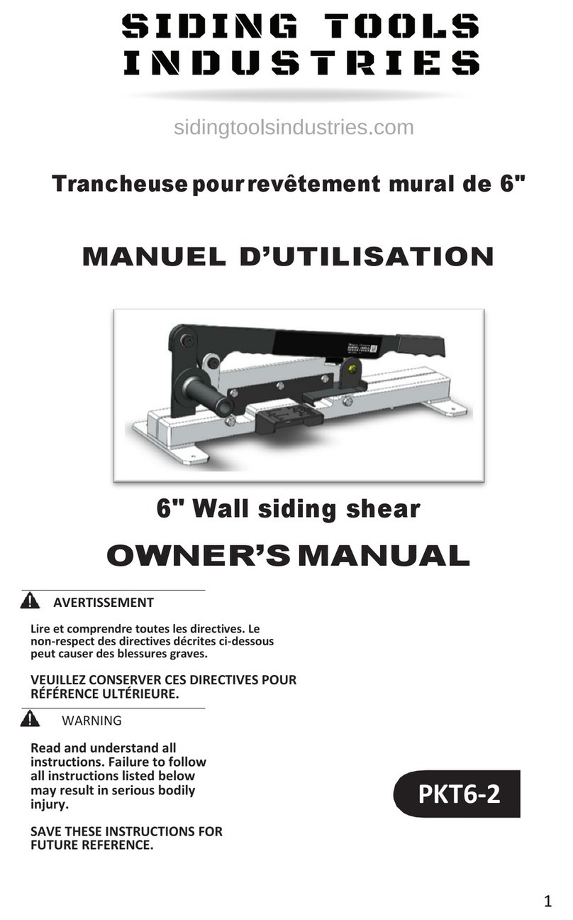 Siding Tools Industries PKT6-2 Ownersmanual Siding Tools Industries PKT6-2 Ownersmanual