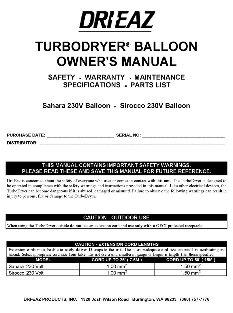Drieaz TURBODRYER BALLOON owner's manual