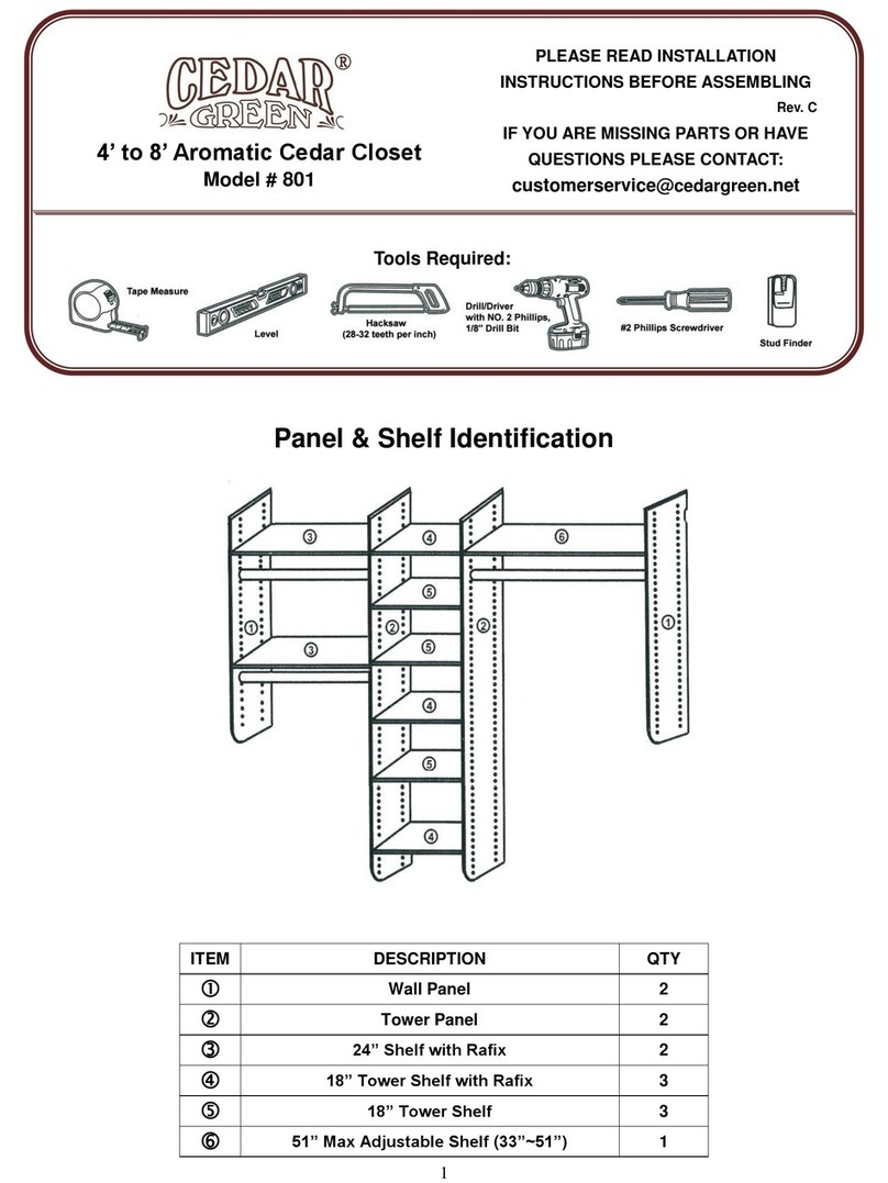 CEDAR GREEN 801 installation instructions