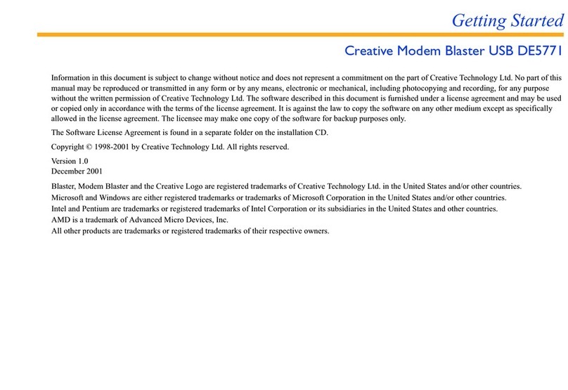 Creative Modem BLASTER USB DE5771 User manual Creative Modem BLASTER USB DE5771 User manual