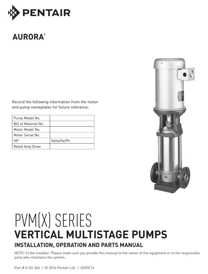 Pentair Aurora PVM Series Installation, operation, and parts manual