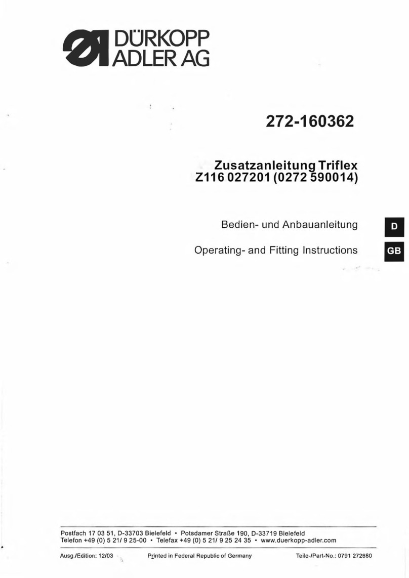 DURKOPP ADLER 272-160362 Operating and fitting instructions
