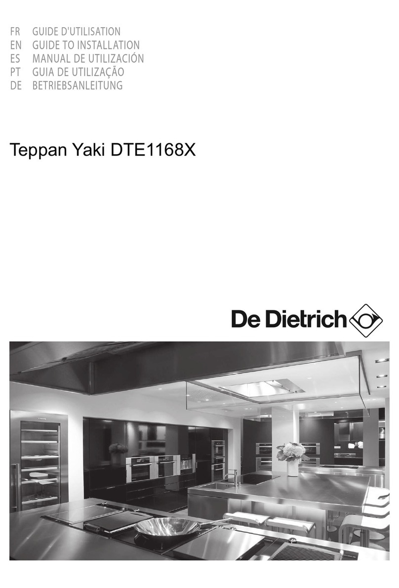 DeDietrich Teppan Yaki DTE1168X Guide to installation