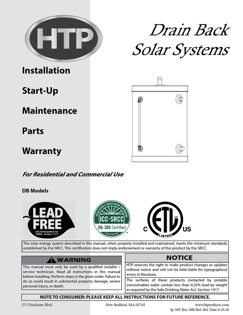 HTP Drain Back Installation, start-up, maintenance, parts, warranty