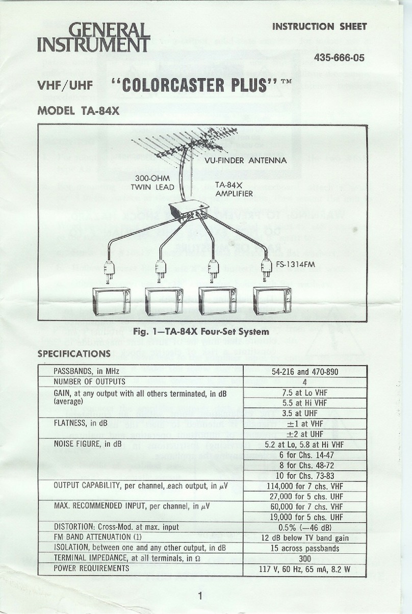 General Instrument COLORCASTER PLUS TA-84X instruction sheet