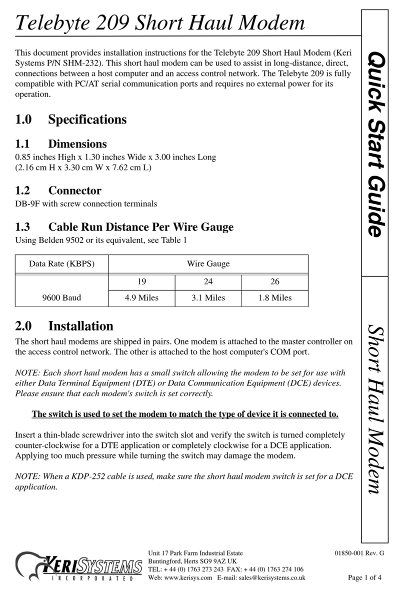 KeriSystems Telebyte 209 quick start guide