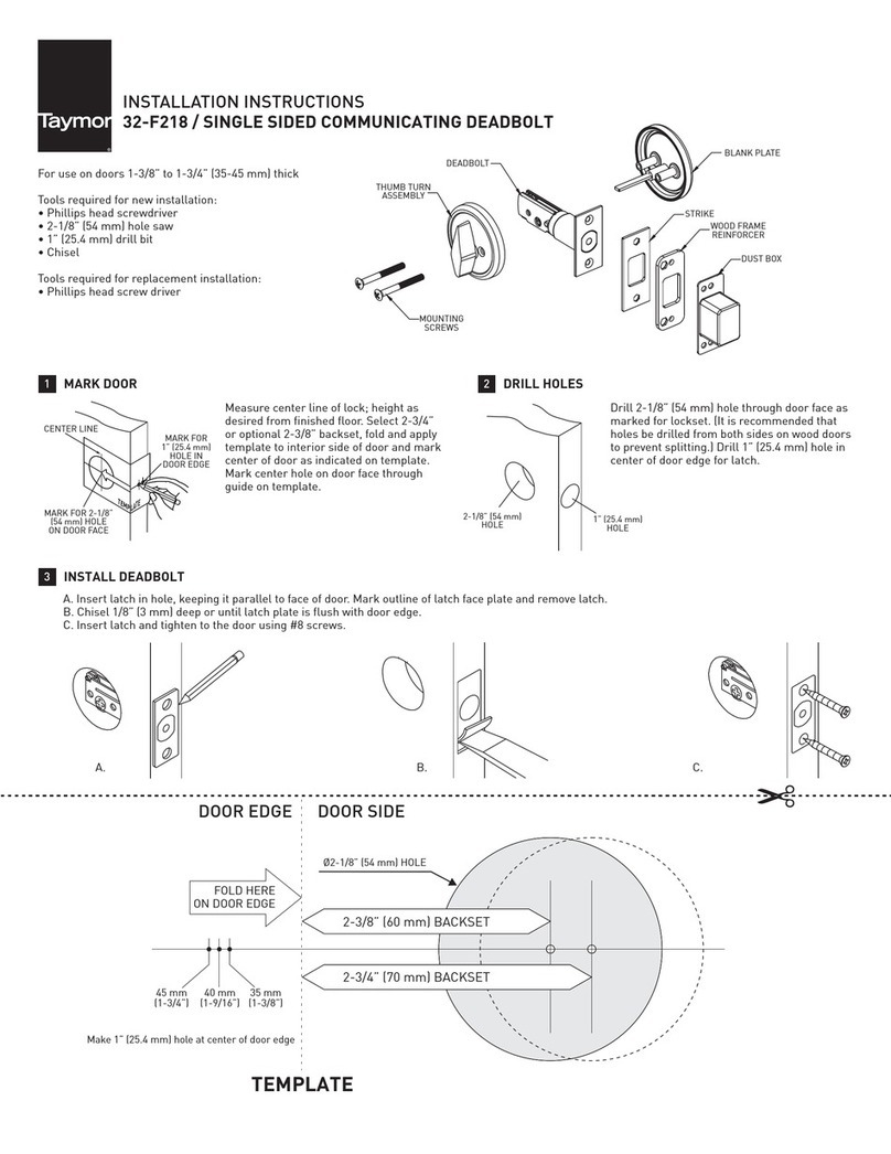 Taymor 32-F218 installation instructions