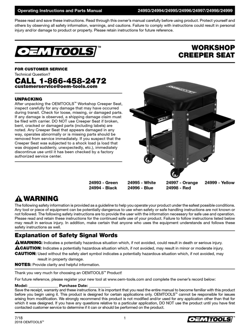 OEM Tools 24993 Operating instructions and parts manual