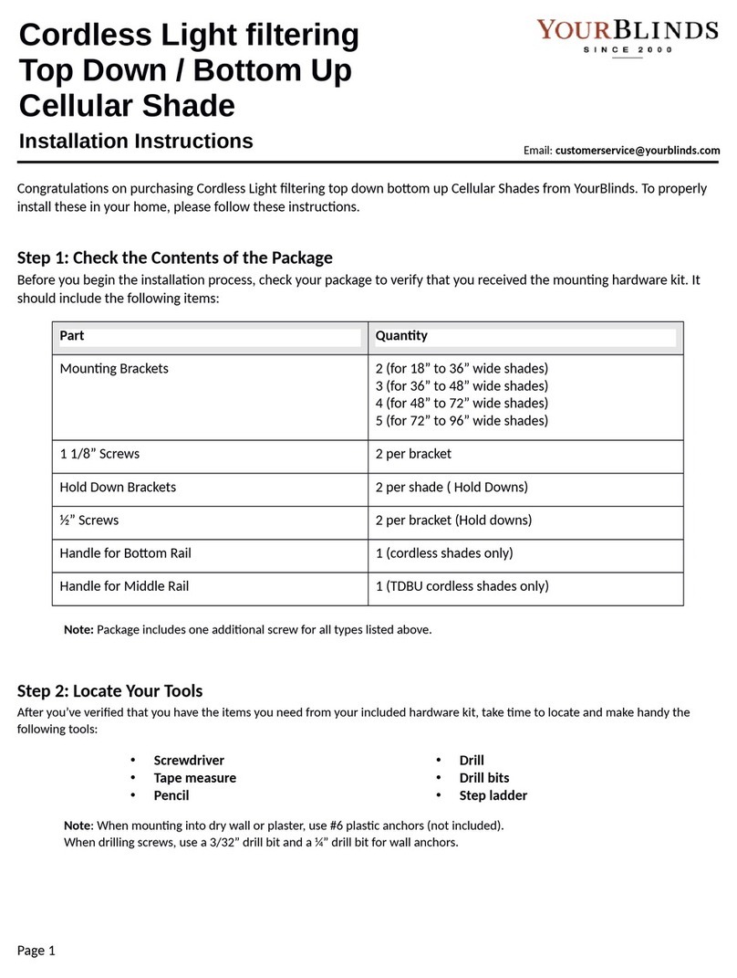 YourBlinds Cordless Light filtering top down bottom up Cellular... installation instructions YourBlinds Cordless Light filtering top down bottom up Cellular... installation instructions