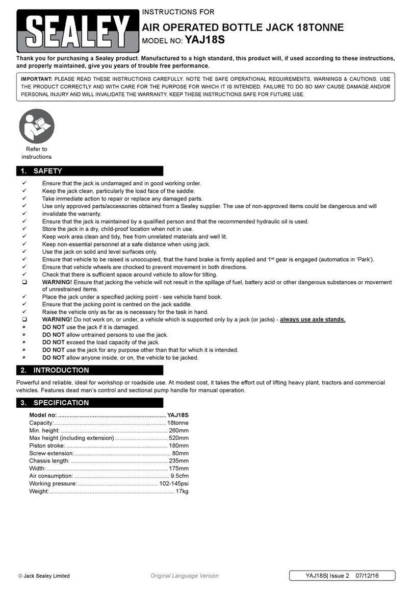 Sealey YAJ18S User manual