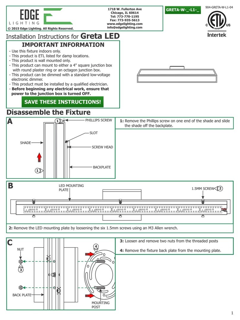Edge Lighting Greta LED GRETA-W-L1 Series installation instructions Edge Lighting Greta LED GRETA-W-L1 Series installation instructions