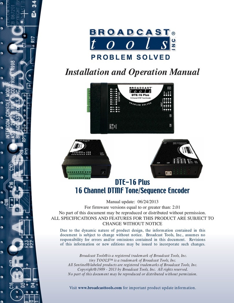 Broadcast Tools DTE-16 Plus Installation and operation manual Broadcast Tools DTE-16 Plus Installation and operation manual