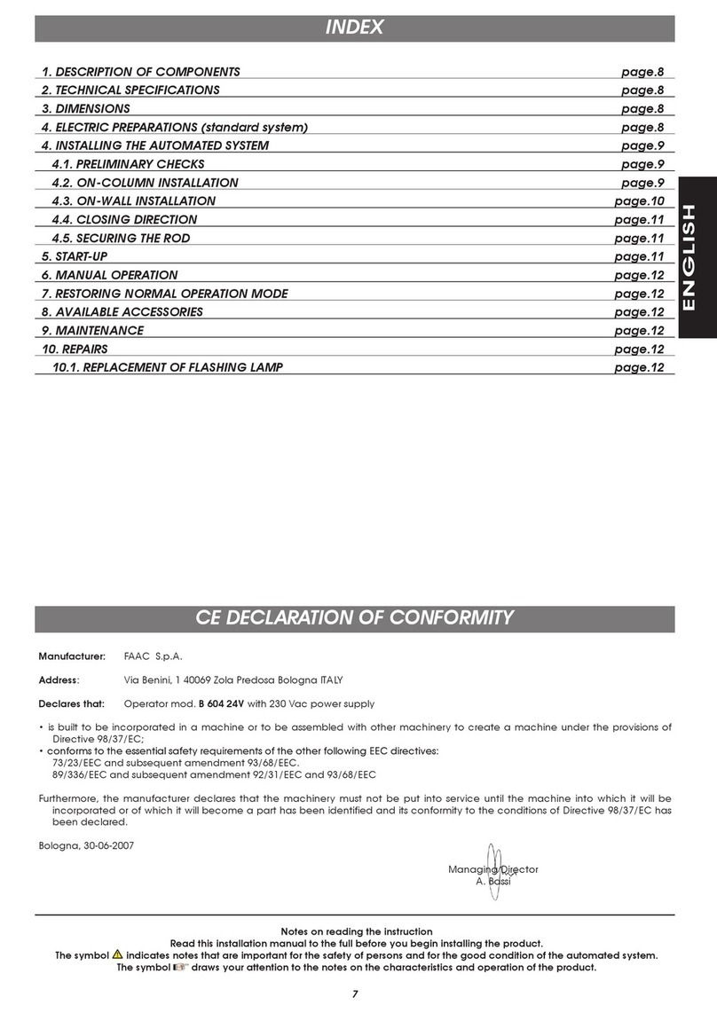 FAAC B 604 User manual