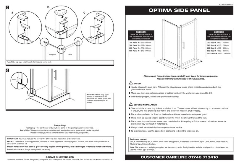 Coram Showers OPTIMA manual Coram Showers OPTIMA manual