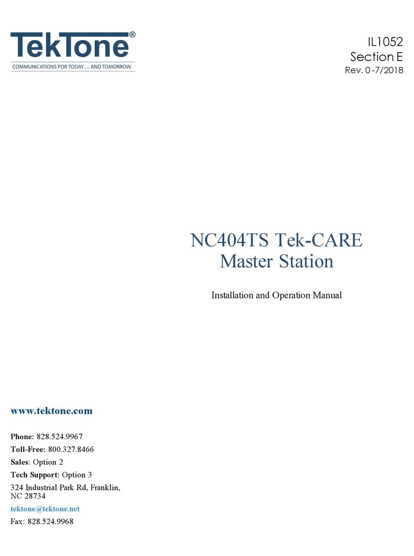 TekTone NC404TS Tek-CARE Installation and operation manual