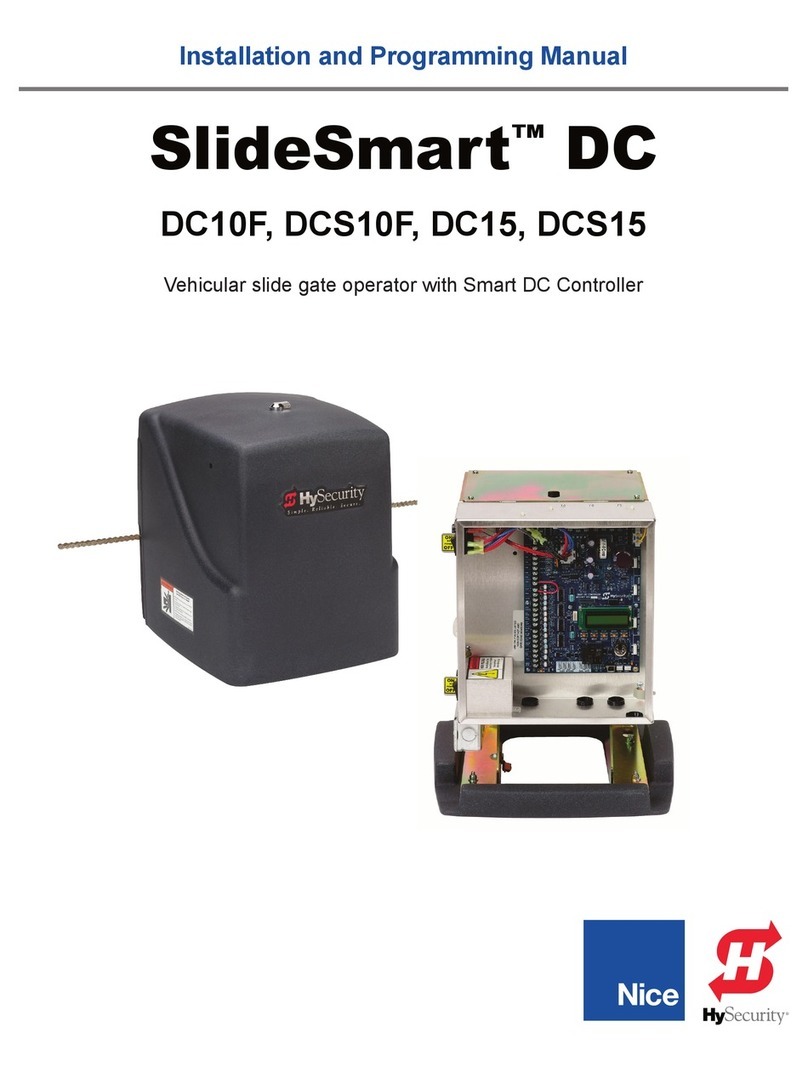 Nice HySecurity SlideSmart DC Series Installation and programming manual