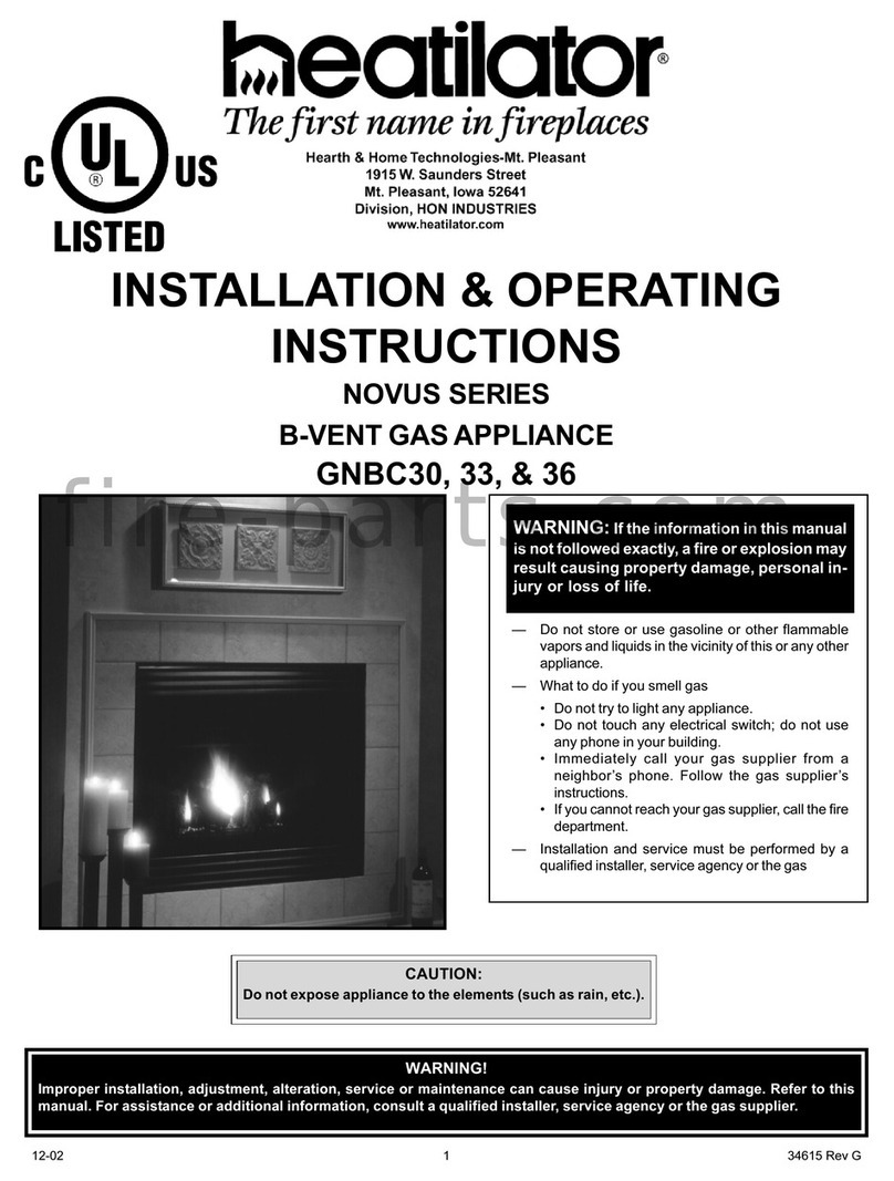 Heatilator NOVUS series Installation & operating instructions
