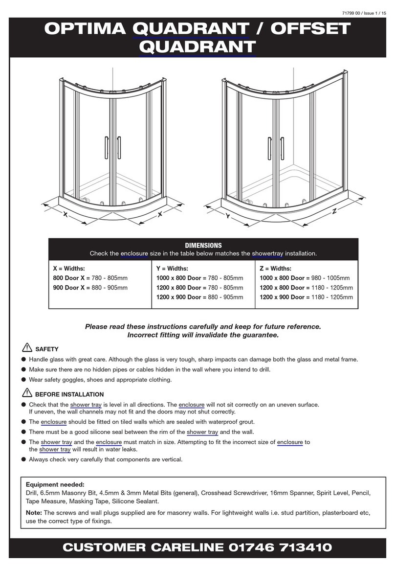 Coram Showers OPTIMA QUADRANT quick start guide