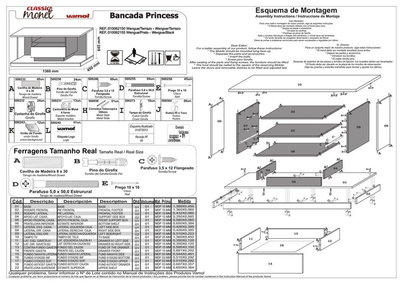 Vamol Classic Monel Bancada Princess 010062150 User manual