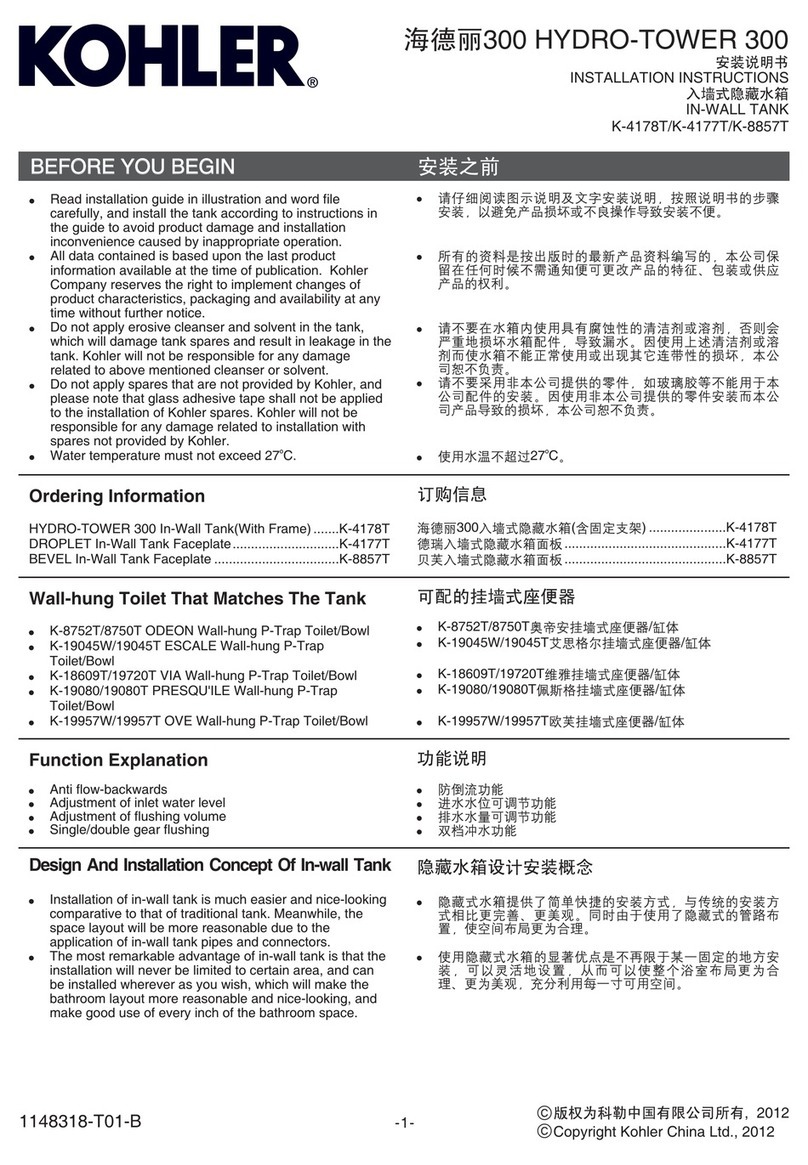 Kohler HYDRO-TOWER 300 K-4178T installation instructions
