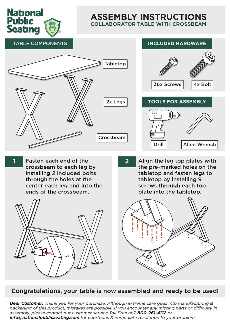 National Public Seating COLLABORATOR TABLE WITH CROSSBEAM Assembly instructions National Public Seating COLLABORATOR TABLE WITH CROSSBEAM Assembly instructions