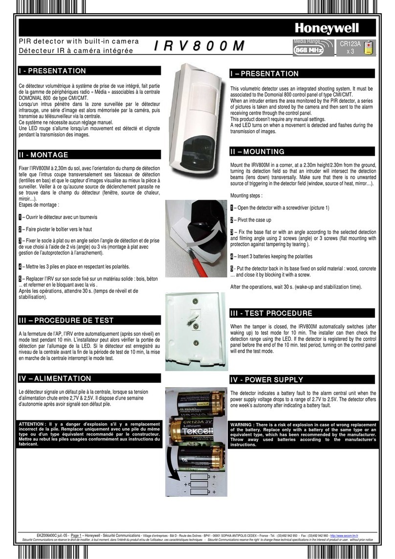 Honeywell IRV800M User manual