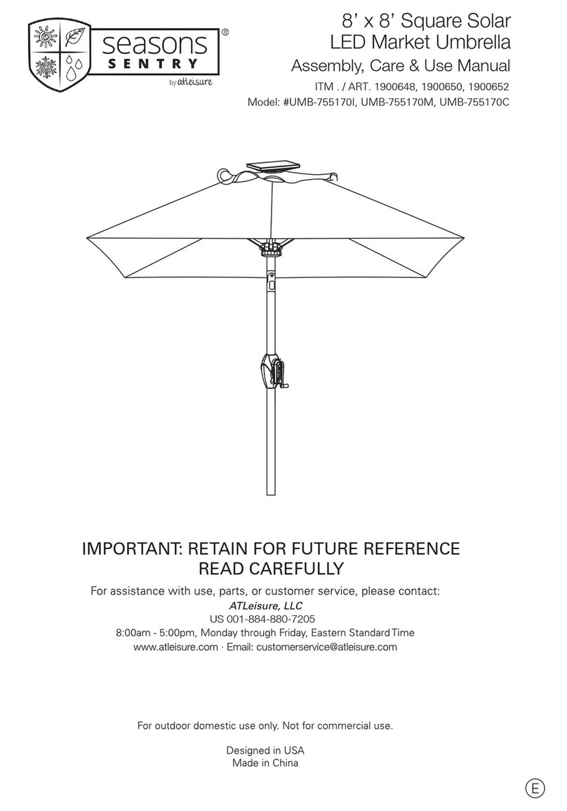 Atleisure Seasons Sentry UMB-755170I Assembly, care & use manual
