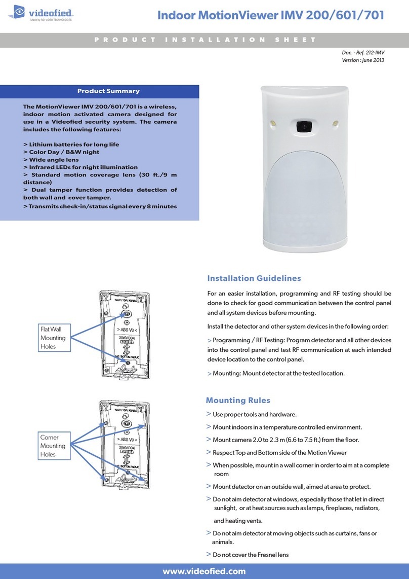 Videofied Indoor MotionViewer IMV 200 User manual