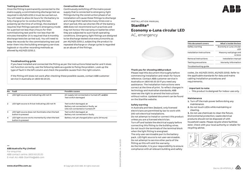 ABB Stanilite Economy e-Luna circular LED installation manual