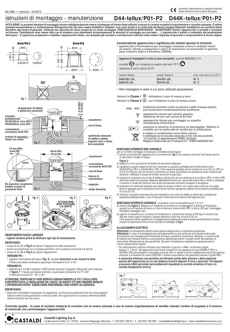 Castaldi Lighting D44-tellux/P01 Installation and maintenance sheet
