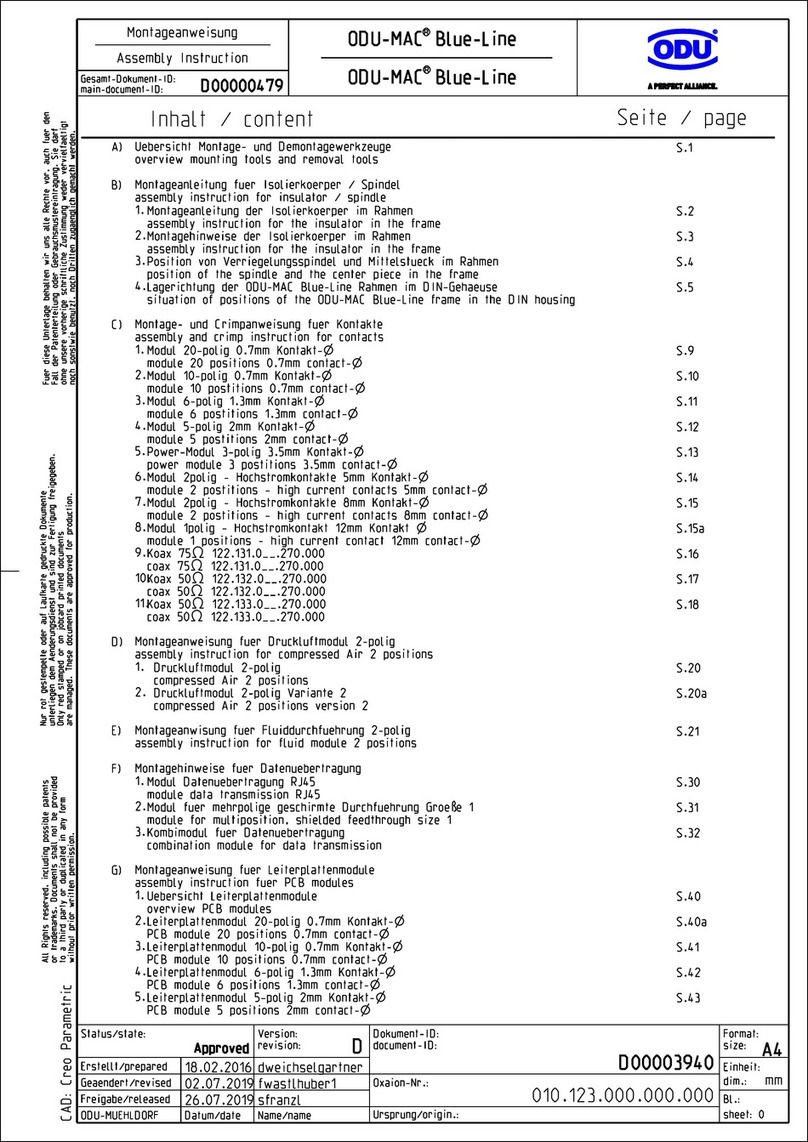 ODU ODU-MAC Blue-Line Series Assembly instructions