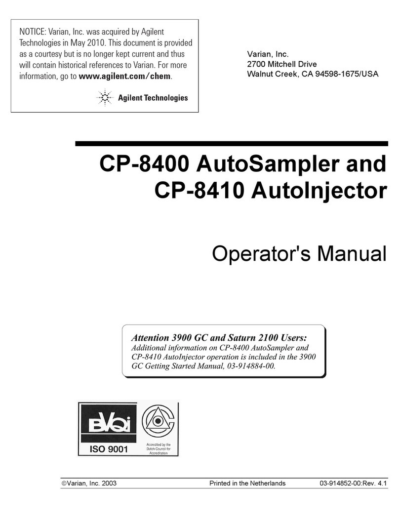Agilent Technologies Varian CP-8400 User manual Agilent Technologies Varian CP-8400 User manual