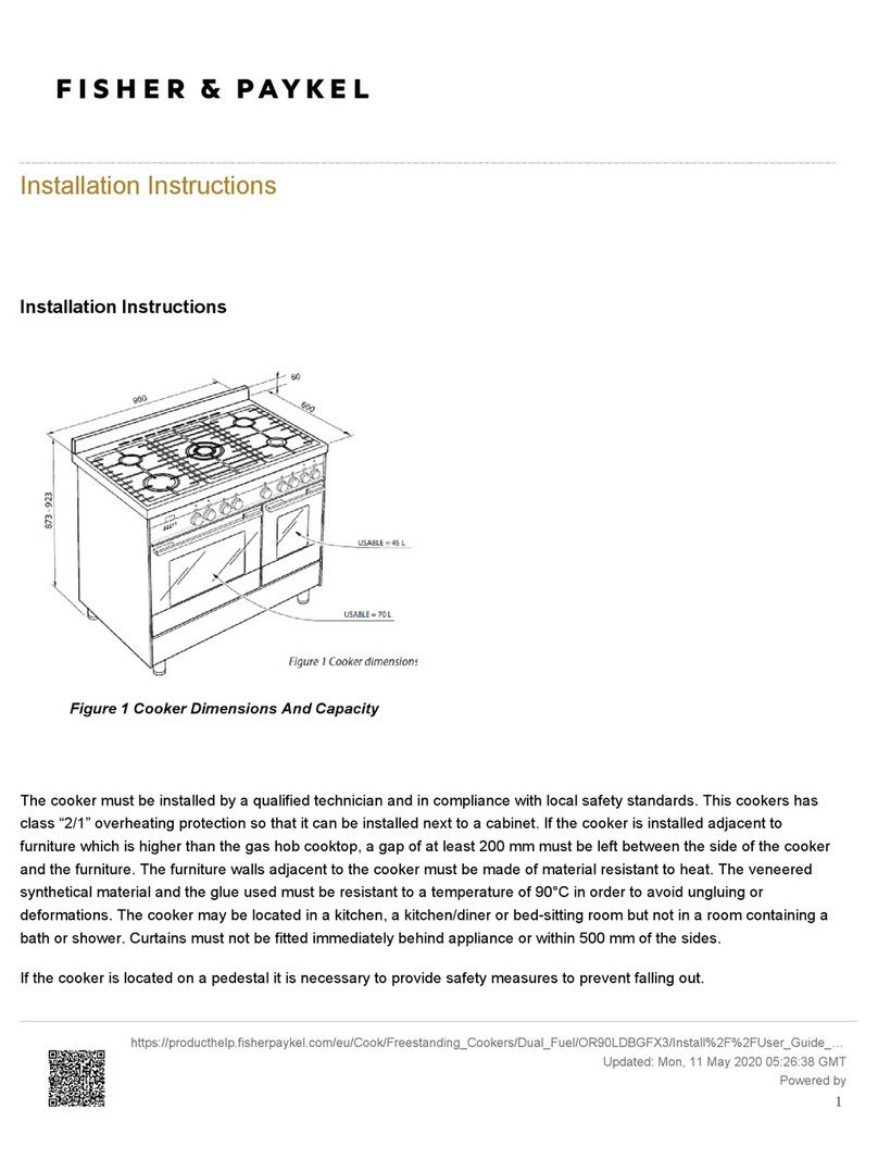 Fisher & Paykel OR90LDBGFX3 User manual